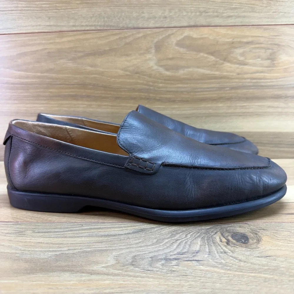 ECCO Tray Tech Slip On Loafers Mens 10.5 EU 44 Brown Leather Modern Business